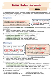 Les liens entre les mots (synonymes, antonymes, paronymes, homonymes) - Séquence complète : 10ème Harmos - PDF à imprimer