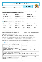 Convertir des unités d'aire - Exercices avec les corrigés : 9eme Harmos - PDF à imprimer