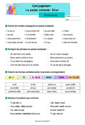 Le passé composé - Exercices sur le 1er, 2ème et  groupe : 4ème Harmos - PDF à imprimer