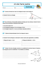 Aire des figures usuelles - Exercices avec les corrigés : 9eme Harmos - PDF à imprimer