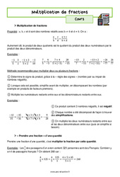 Multiplication de fractions - Cours : 10ème Harmos - PDF à imprimer