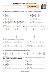 Multiplication de fractions - Exercices avec les corrigés : 10ème Harmos - PDF à imprimer