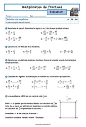 Multiplication de fractions - Examen Evaluation avec la correction : 10ème Harmos - PDF à imprimer