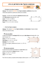 Aire et périmètre des figures complexes - Cours : 9eme Harmos - PDF à imprimer