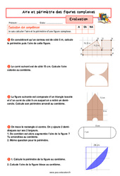 Aire et périmètre des figures complexes - Examen Evaluation avec la correction : 9eme Harmos - PDF à imprimer