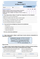 Les figures de style (1) - Examen Evaluation avec la correction : 10ème Harmos - PDF à imprimer