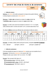 Convertir des unités de volume et de contenance - Séquence complète : 9eme Harmos - PDF à imprimer