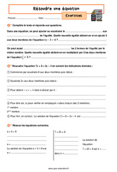 Résoudre une équation - Exercices avec les corrigés : 10ème Harmos - PDF à imprimer