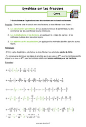 Synthèse sur les fractions - Séquence complète : 10ème Harmos - PDF à imprimer