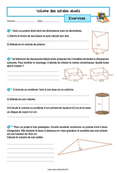 Volume des solides usuels - Exercices avec les corrigés : 9eme Harmos - PDF à imprimer