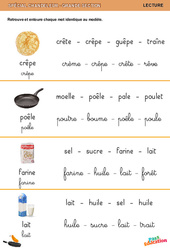 Retrouve et entoure chaque mot identique au modèle - Chandeleur - Discrimination visuelle : 2ème Harmos - PDF à imprimer