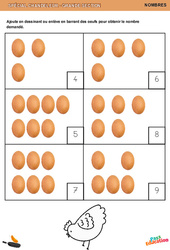 Ajoute en dessinant ou enlève en barrant des œufs - Chandeleur : 2ème Harmos - PDF à imprimer