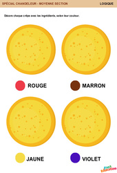 Décore chaque crêpe avec les ingrédients - Chandeleur - Logique : 1ère Harmos - PDF à imprimer