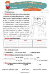 Le maitre remplaçant - Mes premiers pas en lecture - Niveau 2 : 3eme, 4ème Harmos - PDF à imprimer