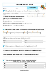 Distance entre deux points - Exercices avec les corrigés : 9eme Harmos - PDF à imprimer