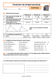 Situations de proportionnalité - Exercices avec les corrigés : 10ème Harmos - PDF à imprimer