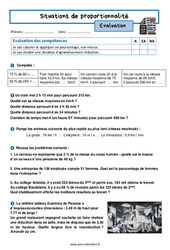 Situations de proportionnalité - Examen Evaluation avec la correction : 10ème Harmos - PDF à imprimer