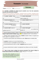 Les pronoms (personnels, possessifs, adverbial, numéral, ...) - Exercices avec les corrigés : 10ème Harmos - PDF à imprimer