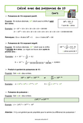 Calcul avec des puissances de 10 - Séquence complète : 10ème Harmos - PDF à imprimer