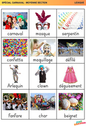 Carnaval - Vocabulaire : 1ère Harmos - PDF à imprimer