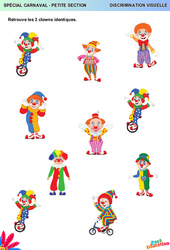 3 clowns - Discrimination visuelle - PDF à imprimer