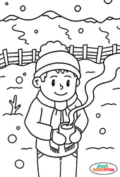 S'amuser avec la neige - Hiver - Coloriage - Se repérer dans l'espace en maternelle : 1ère, 2ème Harmos - PDF à imprimer