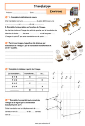 Translation - Exercices avec les corrigés : 10ème Harmos - PDF à imprimer