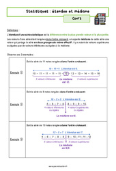 Étendue et médiane - Séquence complète : 10ème Harmos - PDF à imprimer