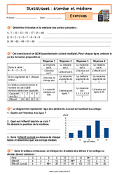 Étendue et médiane - Exercices avec les corrigés : 10ème Harmos - PDF à imprimer