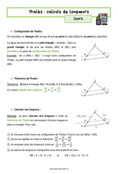 Calcul de longueur (Théorème de Thalès) - Séquence complète : 10ème Harmos - PDF à imprimer