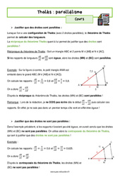 Parallélisme (Théorème de Thalès) - Séquence complète : 10ème Harmos - PDF à imprimer