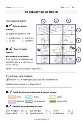 Se déplacer sur un plan - Exercices - Plan de quartier : 4ème Harmos - PDF à imprimer