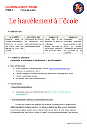 Séquence - Fiche de préparation Le harcèlement à l’école - Séquence - Fiche de préparation - EMC : 6ème, 7ème Harmos - PDF à imprimer