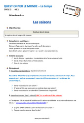 Séquence - Fiche de préparation Saisons - Séquence - Fiche de préparation - Le temps : 5ème Harmos - PDF à imprimer