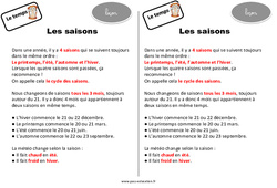 Saisons - Cours, Leçon - Le temps : 5ème Harmos - PDF gratuit à imprimer