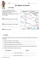 Se repérer en France - Exercices : 4ème Harmos - PDF à imprimer