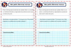 Mes petits dilemmes moraux - EMC : 6ème, 7ème Harmos - PDF à imprimer