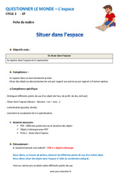 Situer dans l’espace - Fiche de préparation : 3eme Harmos - PDF à imprimer