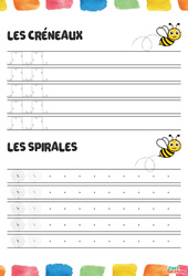 Les créneaux et les spirales - Fichier graphisme : 1ère, 2ème Harmos - PDF à imprimer