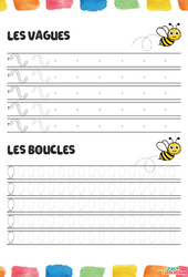 Les vagues et les boucles - Fichier graphisme : 1ère, 2ème Harmos - PDF à imprimer