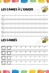 Cannes à l'envers & les carrés - Fichier graphisme : 1ère, 2ème Harmos - PDF à imprimer