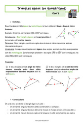 Triangles égaux (ou isométriques) - Séquence complète : 10ème Harmos - PDF à imprimer