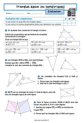 Triangles égaux (ou isométriques) - Examen Evaluation avec la correction : 10ème Harmos - PDF à imprimer