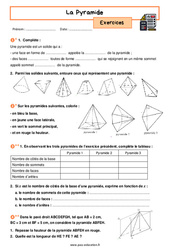 La Pyramide - Exercices avec les corrigés : 10ème Harmos - PDF à imprimer