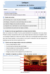 Le vocabulaire du théâtre - Examen Evaluation avec la correction : 10ème Harmos - PDF à imprimer