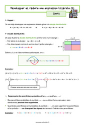 Réduire une expression littérale (2) - Séquence complète : 10ème Harmos - PDF à imprimer