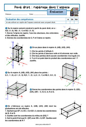 Evaluation Repérage dans l’espace (Pavé droit) - Examen Evaluation avec la correction : 10ème Harmos - PDF à imprimer