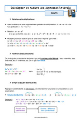 Développer et réduire une expression littérale - Séquence complète : 11ème Harmos - PDF à imprimer