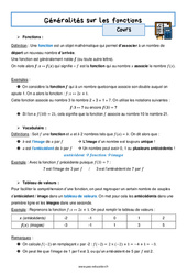Généralités sur les fonctions - Séquence complète : 11ème Harmos - PDF à imprimer