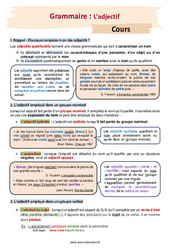 L’adjectif - Séquence complète : 10ème Harmos - PDF à imprimer